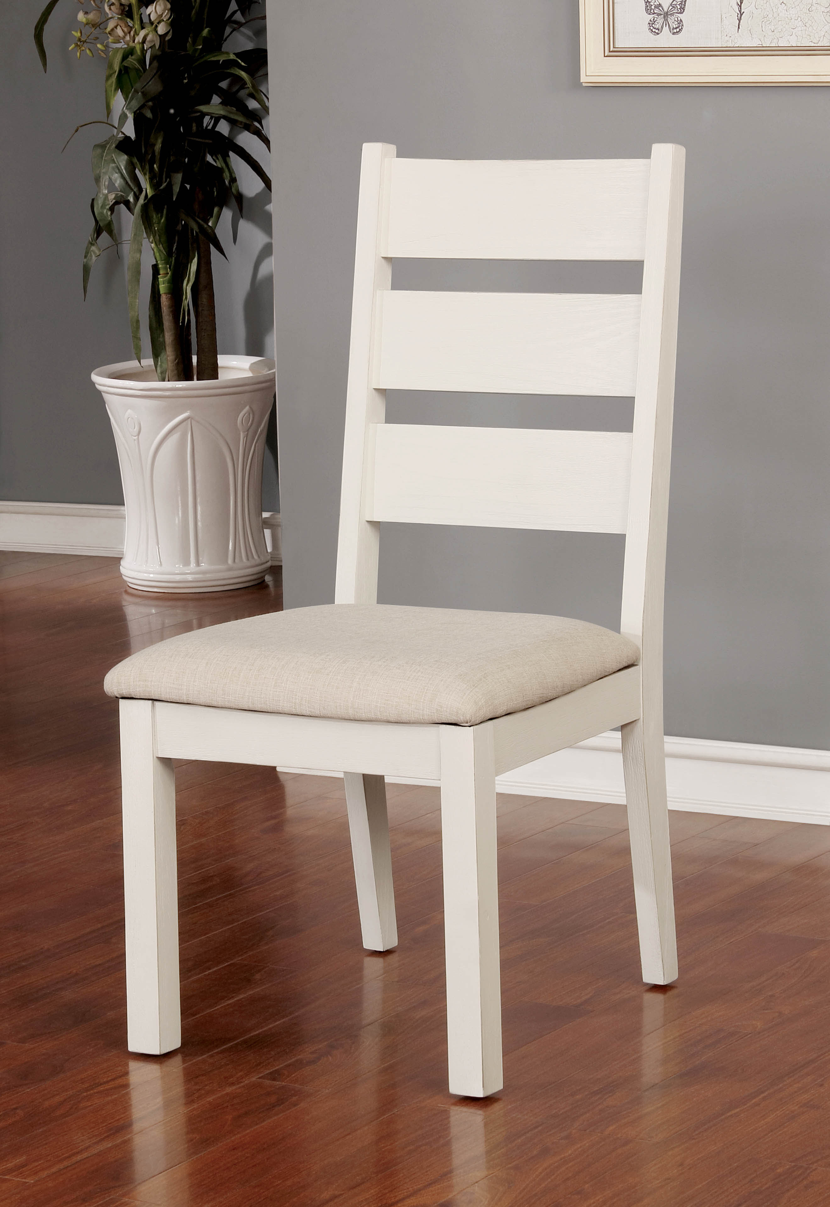 Furniture of America Galveston Padded Dining Chairs Set of 2, White