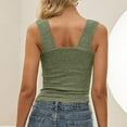 thumbnail image 5 of Sijiajgjfu Womens Tank Tops Square Neck Jacquard Sleeveless Shirts Slim Fit Solid Color Fashion Tee Blouses Green M, 5 of 10