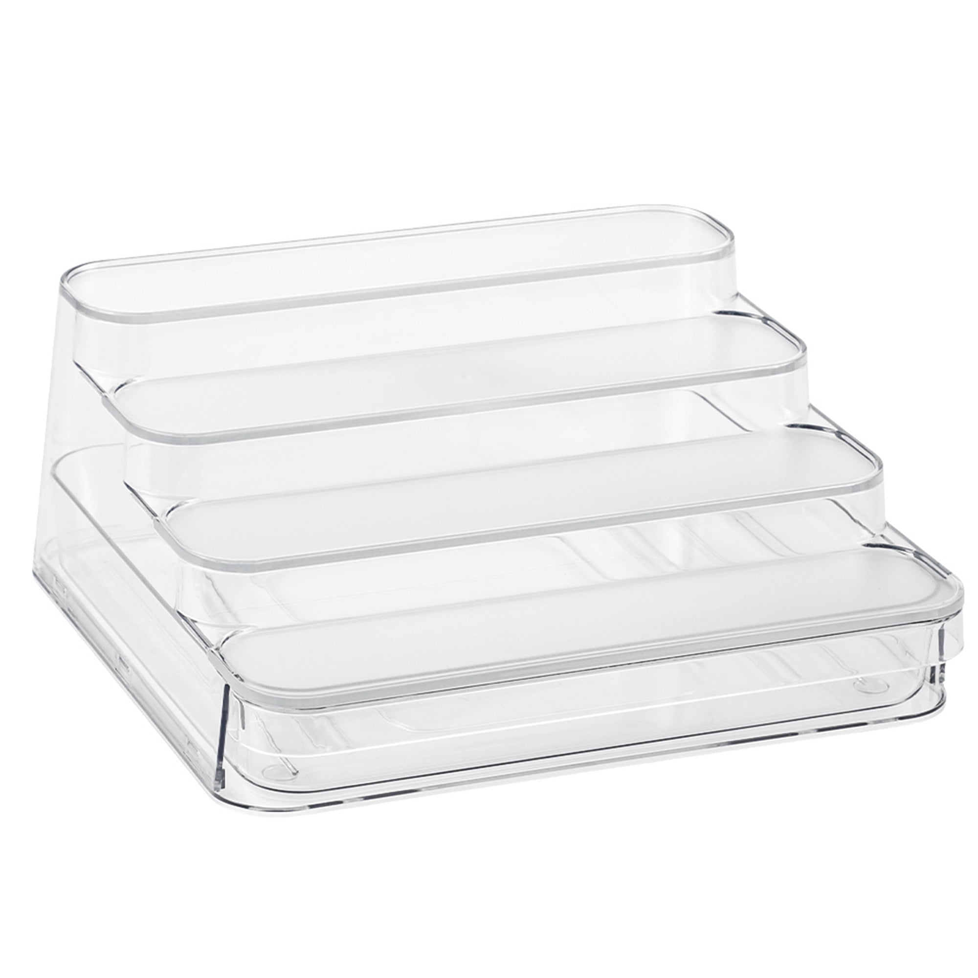 Mainstays Clear 4 Tier Spice Rack With Drawer, Ideal for Kitchen Storage and Organization of Spices ansd Countertop Spice Display, Added Drawer for Organization and Storage