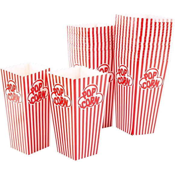 Recipientes para palomitas GSM Brands (paquete de 100), 1,7 L, blanco/rojo