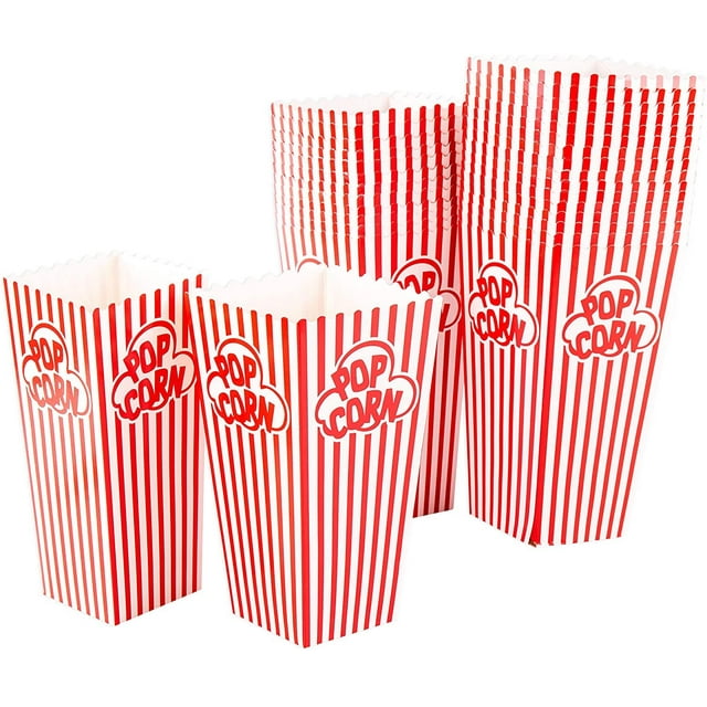 Recipientes para palomitas GSM Brands (paquete de 100), 1,7 L, blanco/rojo