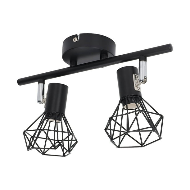 Kit De Luz De Seguimiento Vintage De 2 Cabezales, Soporte De Lámpara De Techo Mate Negro Ajustable Para Baño