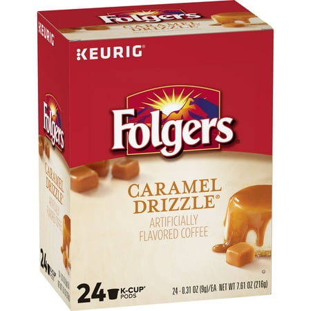 Folgers Caramel Drizzle Flavored Ground Coffee, K-Cup Pods, 24-Count