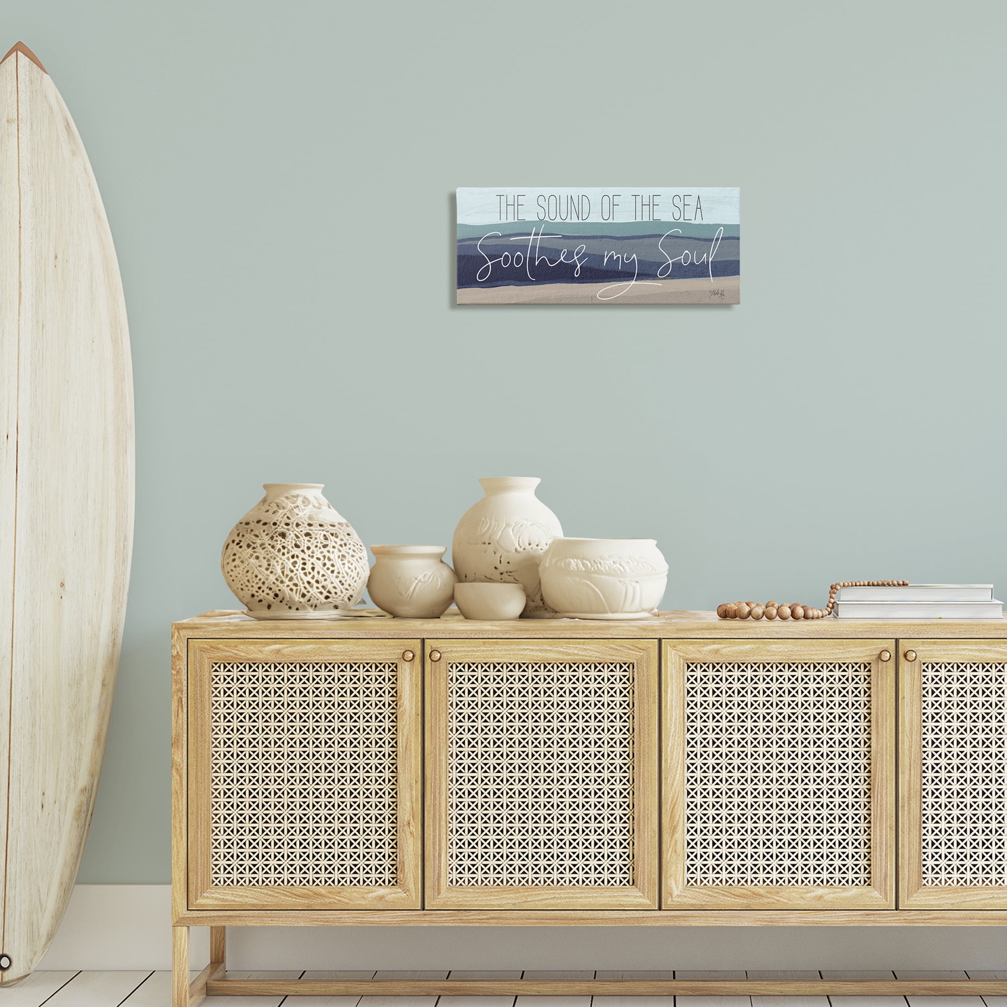 Stupell Industries Sound Of The Sea Coastal Painting Gallery Wrapped Canvas Art Print Wall Art, 24 x 10