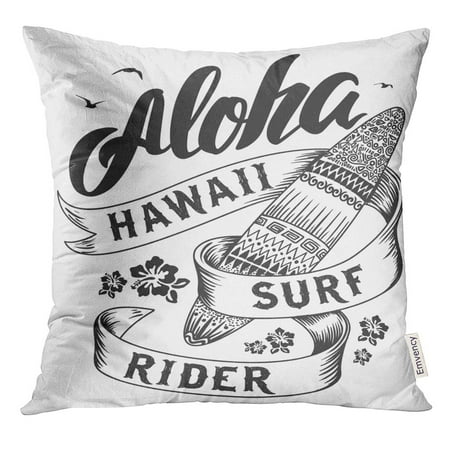 Surfboard Pillows STOAG American Aloha with Surfboard Badge Beach Throw Pillowcase Cushion Case Cover 16x16 inch ()