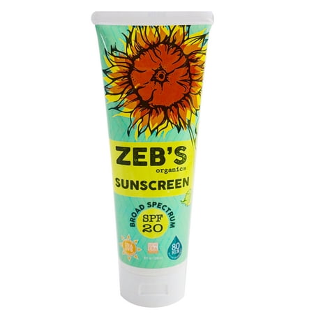 Zeb's Organics Sunscreen SPF 20, 8 Oz