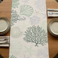 thumbnail image 5 of Sage Green Ocean Table Runner 60 Inches Long, Cotton Linen Table Runner Dresser Scarf, Coastal Grey Coral Starfish Shell Fabric Tablerunners for Dining Coffee Tables Wedding Holiday Party 13"x60", 5 of 9
