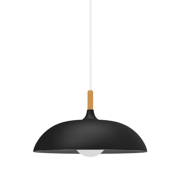 Lampara De Techo Colgante Macaron Retro Con Madera 40 Cm de Diámetro ilios innova Negro