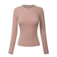thumbnail image 1 of Made by Olivia Women's Solid Long Sleeve Crew Neck Fitted Ribbed Sweater Top, 1 of 7