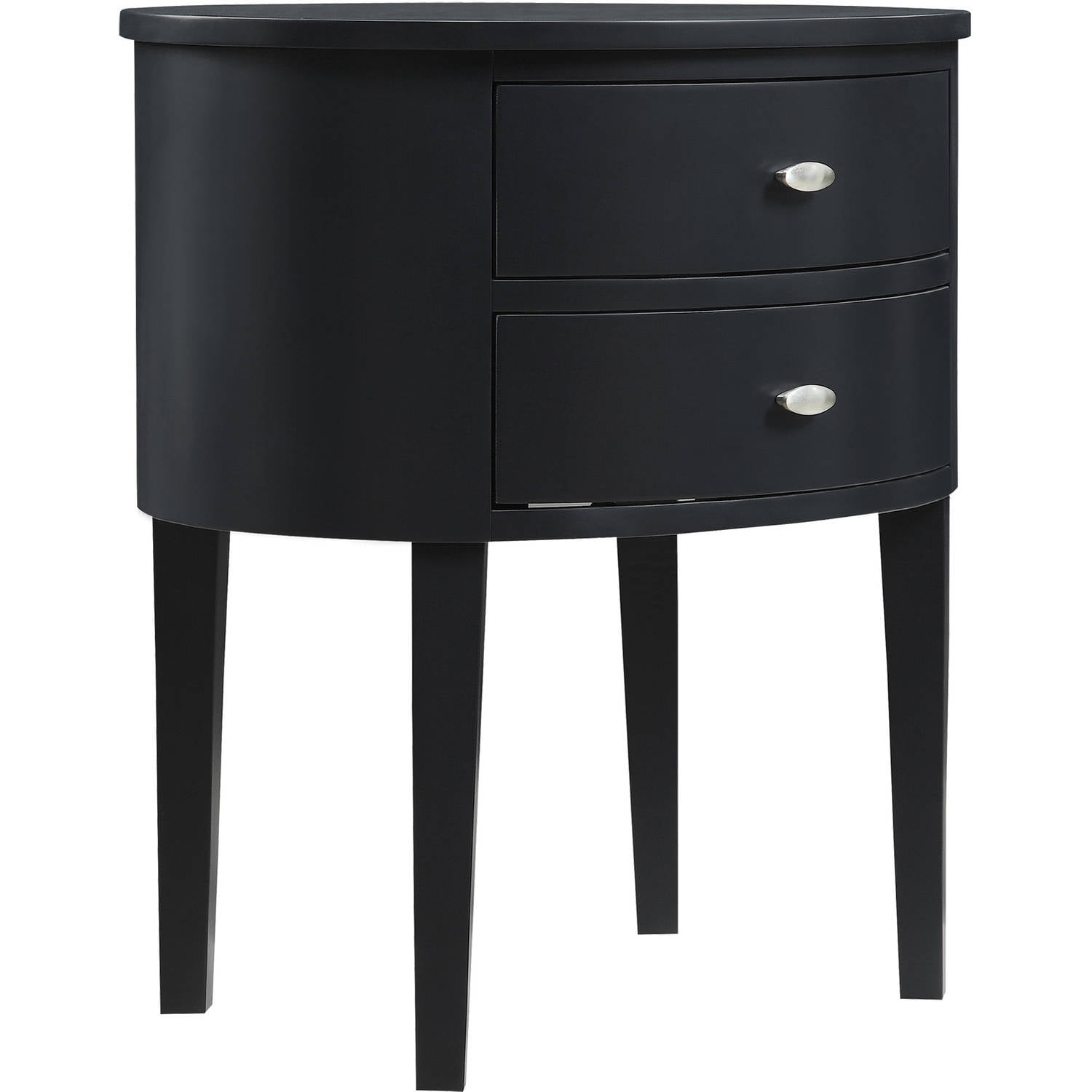 Chelsea Lane Oval Wood Side Table with Two Drawers, Vulcan