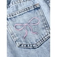 thumbnail image 4 of OYYN Girls Wash Bow Embroidered Wide Leg Jeans Comfortable Back to School Pants Elastic Waist Baggy Durable Play Denim Pants Y2K Jeans, 4 of 8