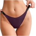 thumbnail image 5 of Scyoekwg Underwear Thong for Women Breathable Seamless Yoga Silk Sports Quick-drying Elastic Underwear Briefs Soft Underwear Comfortable Briefs Cheeky Panties Solid Color Underpants Purple M, 5 of 6