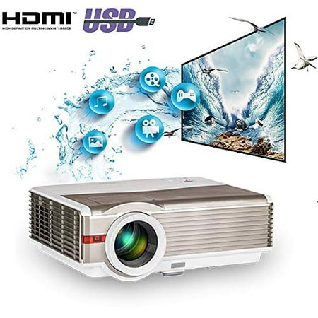 2019 HD LED LCD Home Theater Video Projectors 5000 Lumen HDMI USB Aux Audio VGA Multimedia 1080P Projector with 16:9/4:3