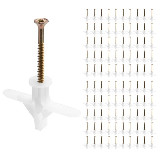 100 Piezas de Tubo de Expansión Tipo Avión, Tapón de Expansión de Placa de Yeso, Clavo de Expansión de Pared Hueca en Forma de Mariposa M8x38 mm