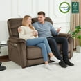 thumbnail image 2 of MCombo Zero Wall Hugger Power Recliner Loveseat for Living Room, RVs, Small Spaces, Fabric, Coffee, 2 of 9