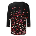 thumbnail image 3 of Tauxra Printed T-Shirt for Women with 3/4 Sleeves, Loose Fit Casual Round Neck Pullover Top for Valentine's Day or Daily Wear, 3 of 7