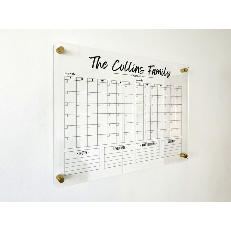 Week & Month Acrylic Calendar + 2 Sections, Horizontal Craig