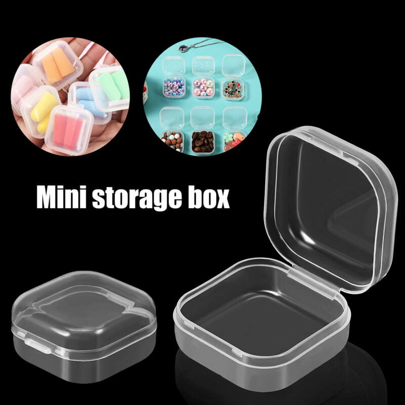 Mini Clear Plastic Small Box Hook Jewelry Earplugs Container Storage Hot 10pcs 