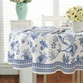 thumbnail image 2 of Blue Floral Oval Tablecloth 60x84 Inch, Blue and White French Country Tablecloth, Rustic Floral Polyester Waterproof Tablecloth for Farmhouse Kitchen Decor/Indoor and Outdoor Tables/Parties/Picnics, 2 of 6