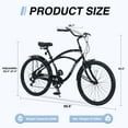 thumbnail image 4 of 26" Bike for Mens Adults Cruiser Bike Shimano 7 Speed Steel Frame City Commuter Bicycle with Dual Brakes, Black, 4 of 5