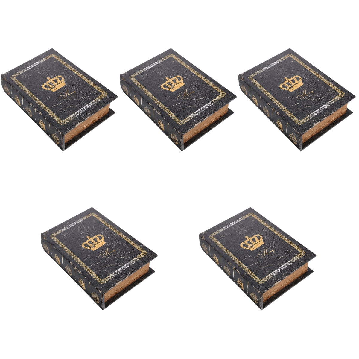 5 PCS Fake Book Decor Shaped Storage Organizer Stacks Pretty Boxes with Lid Vintage