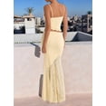 thumbnail image 3 of Women'S 2 Piece Outfits Ruffle Trim Crop Top and Low Rise Maxi Skirt Set Light Yellow XS, 3 of 6