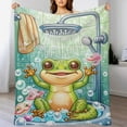thumbnail image 4 of Frog Shower Fun Soft Print Blanket Throw Blankets Warm Cozy Lightweight Couch Blanket Stuff Gifts for Women Girls Kids Mom Teens Boys, 4 of 7