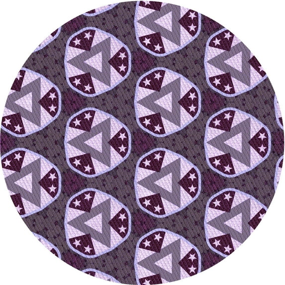 Ahgly Company Machine Washable Indoor Round Transitional Plum Purple Area Rugs, 4' Round