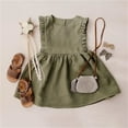 thumbnail image 3 of Felwors Été Bambin Fille Lin Coton Sans Manches Imprimé Couleur Unie Robe Douce et Confortable Tenue de Tous les Jours, 3 of 3