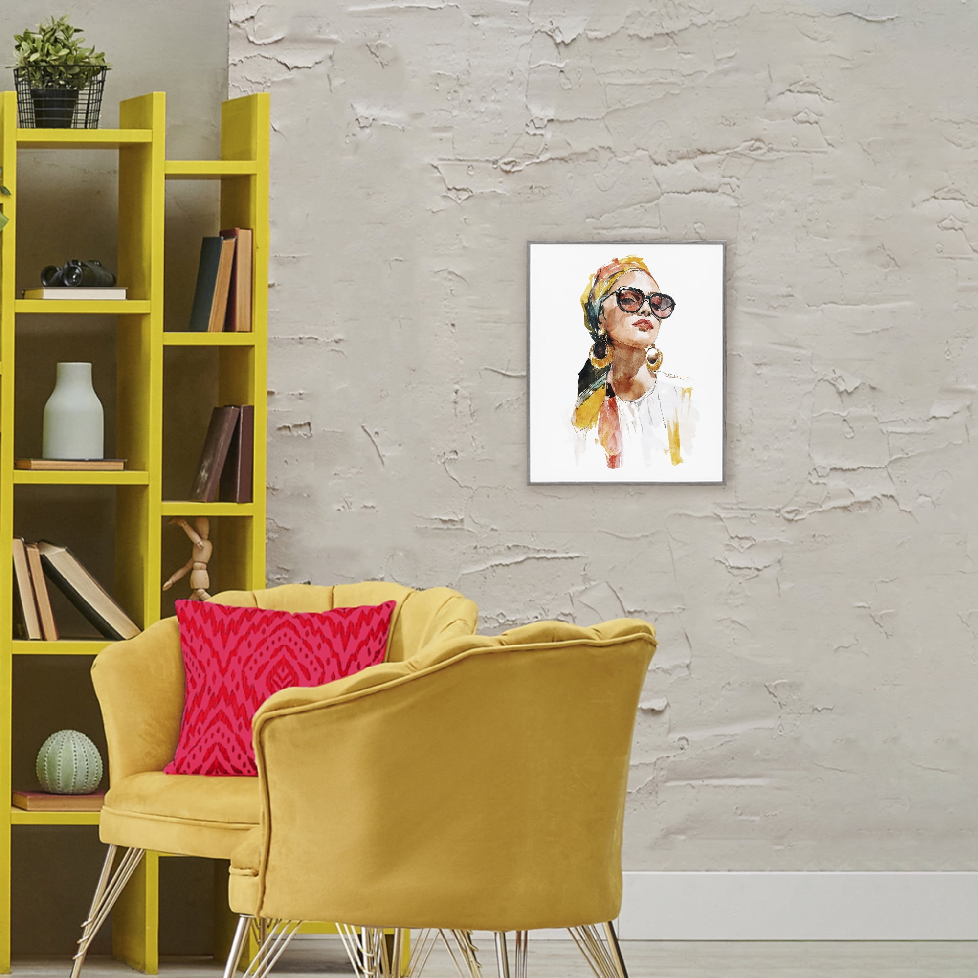 Stupell Industries Stylish Woman with Headwrap Gray Framed Giclee Art, design by Svetlana Aleynikova
