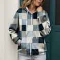 thumbnail image 2 of PFWOWB Plaid Hooded Jacket for Women Zip Up Sweatshirt Long Sleeve with Side Pockets, 2 of 4