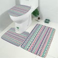 thumbnail image 2 of Pink and Blue Heart Shaped Boho Pattern Bathroom Rugs Sets 3 Piece,Toilet Cover Set,Absorbent Non Slip Bathroom Mats Sets with U-Shaped Contour Rug Toilet Rug Set, 2 of 5