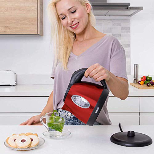 1500W Strong d Tea Kettle Cordless Pot 1.2L Portable Electric Hot Water Kettle Red Moss & Stone Rapid Boil Electric Kettle 