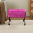 thumbnail image 4 of Home Soft Things Textured Velvet Ottoman Stool Chair, Upholstered Footrest with Black Metal Legs, Raspberry Rose, 19" x 13" x 17", 4 of 6