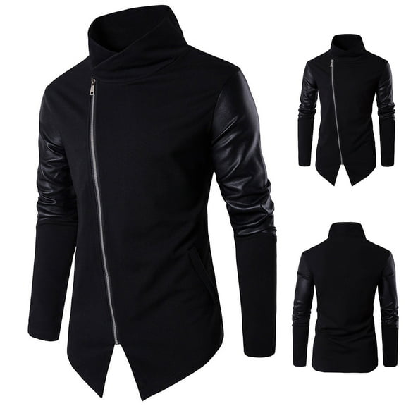 Miluxas Men's Knitted Turtleneck Sweater Long Sleeve Slim Fit Designer Shawl Collar Pullover Black