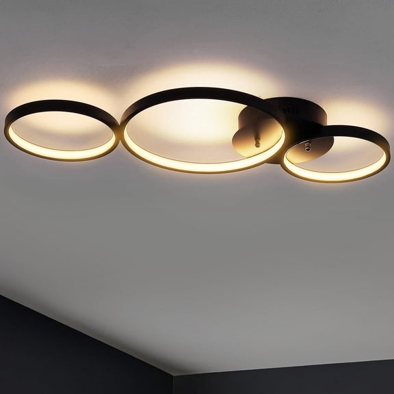 JONATHAN Y Nube 26.88" 3-Light Contemporary Modern Metal Integrated LED Flush Mount, Black, JYL7100A