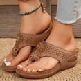 thumbnail image 4 of Rokment Womens Orthopedic Arch Support Flip Flops 2026 Summer Beach Casual Flower Leather Platform Wedge Thongs Slip on Backless Dress Sandals with Massage Sole Brown Size 8, 4 of 6