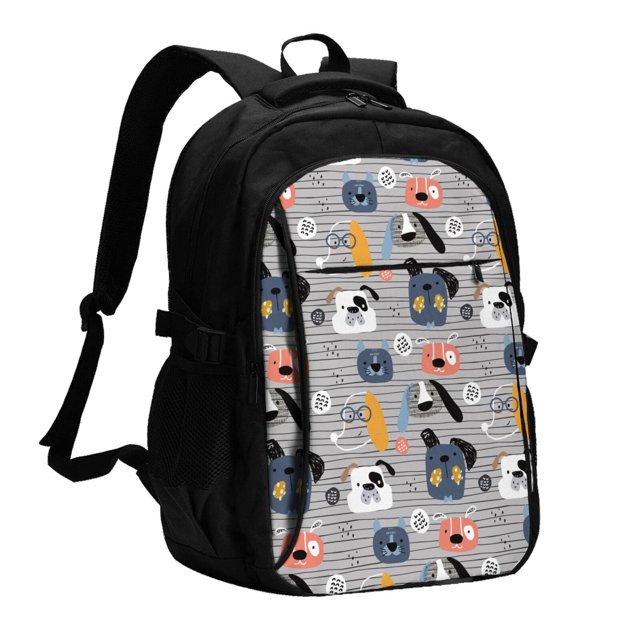 Balery Dog Mochila con carga USB para hombre y mujer - Mochila impermeable y antirrobo para laptop con puerto USB para viajes, trabajo