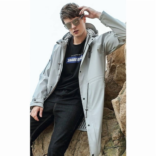 Long Waterproof PU Rain Poncho Unisex Adult Double Layer Outdoor Single Person