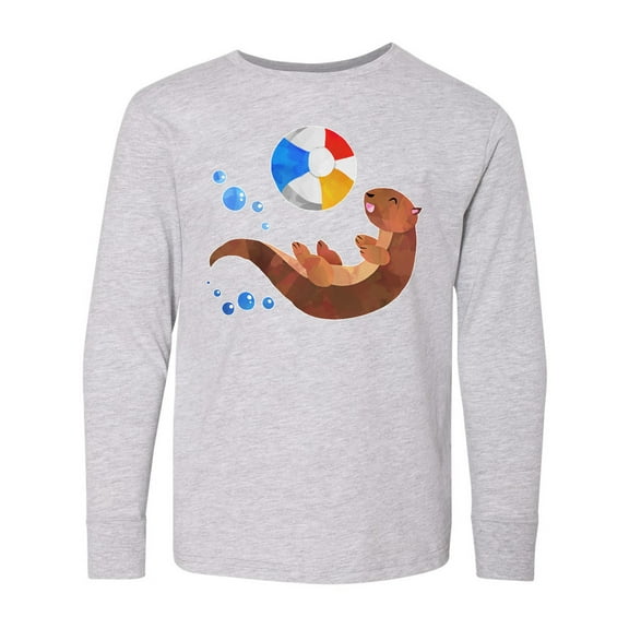 Inktastic Cute Otter and Beachball Long Sleeve Youth T-Shirt