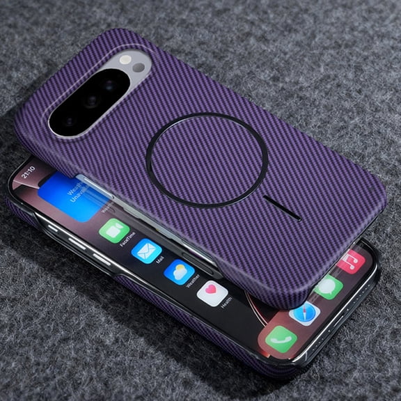 Dteck for Google Pixle 10 Pro XL (2025) Case, Compatible with MagSafe, Ultra Slim Carbon Fiber Texture for Pixel 10 Pro XL Shockproof Hard Phone Cover,Purple