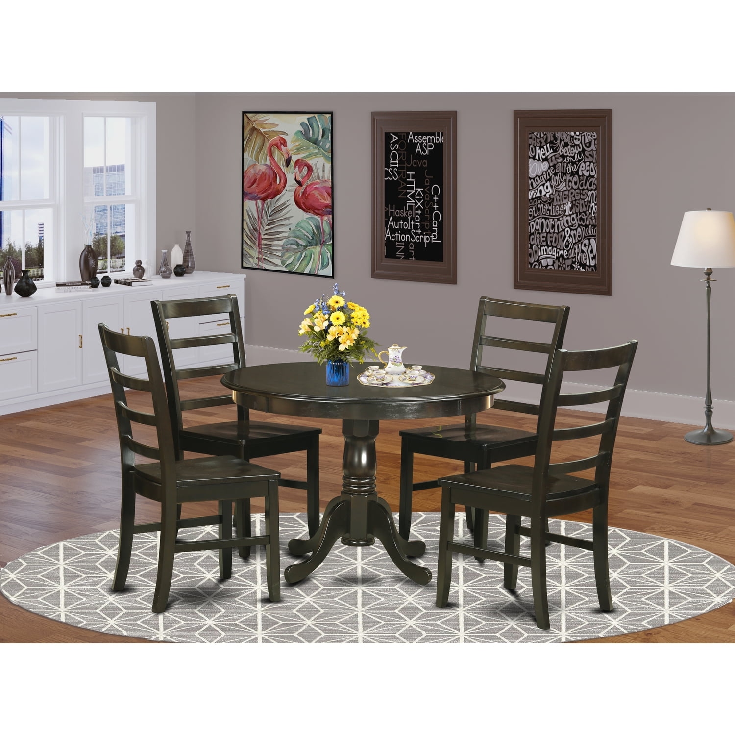 Small Kitchen Table Set-Dining Table And Dinette Chairs-Finish