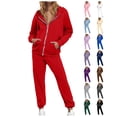 thumbnail image 2 of Aihuaihua Sweatsuits Women 2 Piece Outfit Zip Up Hoodie Matching Drawstring Waist Sweatpants Travel Comfy Lounge Sets Beige, 2 of 6