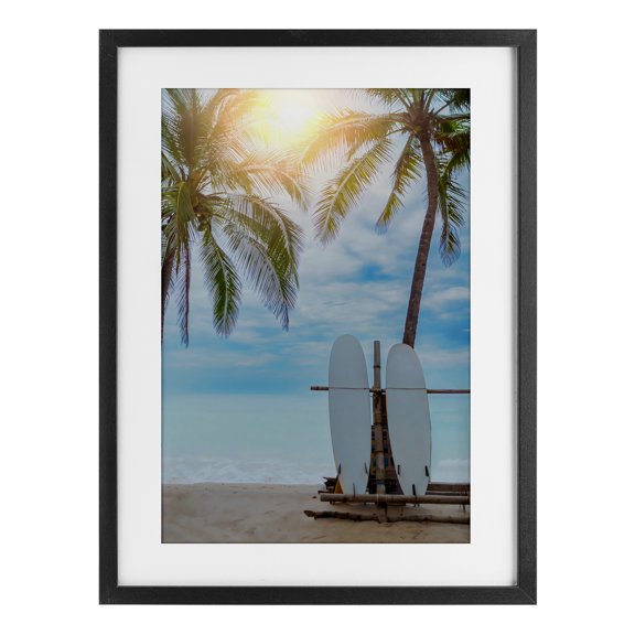 Stupell Industries Tropical Surf For Two at Sunrise Black Framed Print Under Glass, 14 x 20, by LSR Design Studio