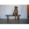 thumbnail image 3 of Nifao Young Girl with Her Puppy on Bench Reading Bronze Statue, Size – Home Office Decor Sculpture, 37"L x 17"W x 38"H, 3 of 12