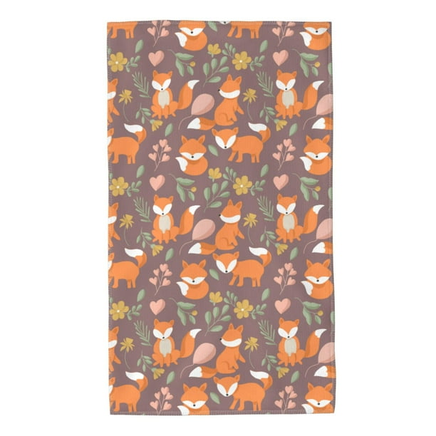 Balery Cute Little Fox Toalla de Microfibra Premium con Estampado – 27.5x16 pulgadas, Alta Absorción, Suave y Aterciopelada, Secado Rápido