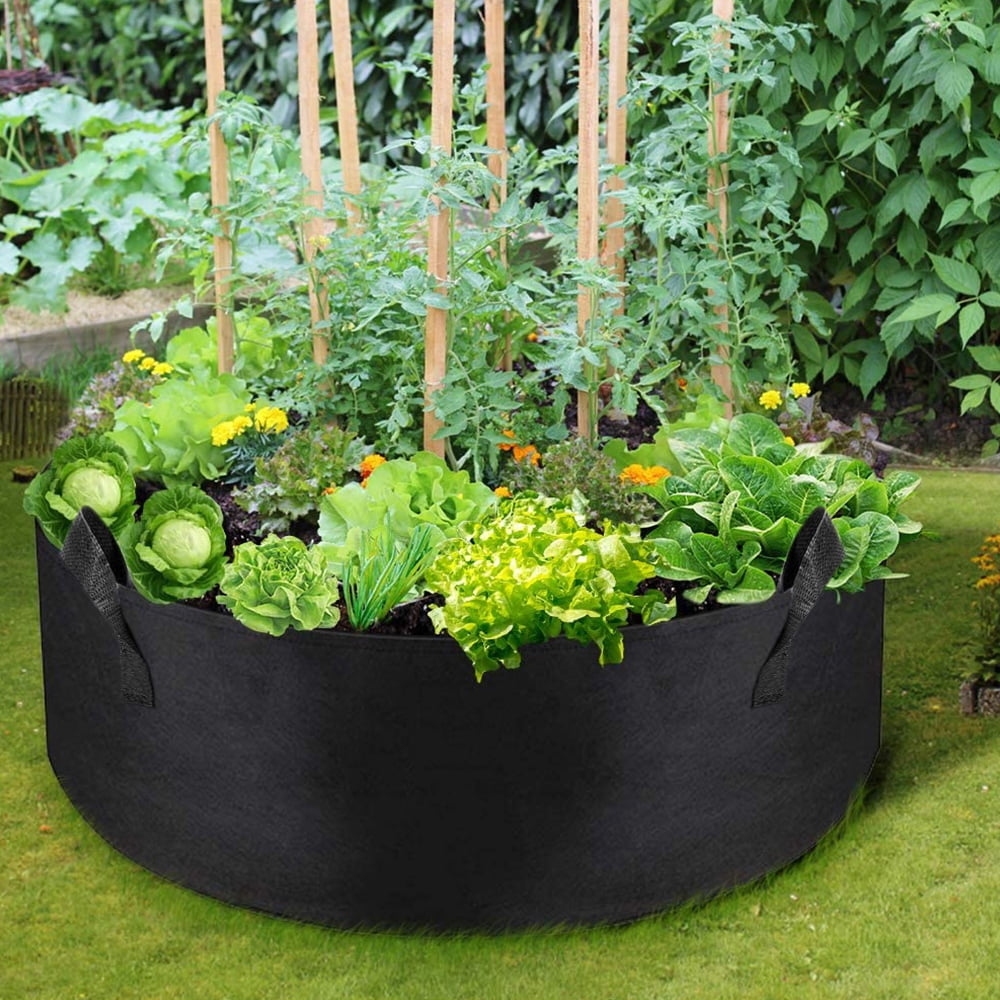 Fabric Raised Garden Bed, Square Plant Grow Bags, Large Durable Rectangular  Reusable Breathe Cloth Planting Container for Vegetable, 4 Grids Heavy Pot