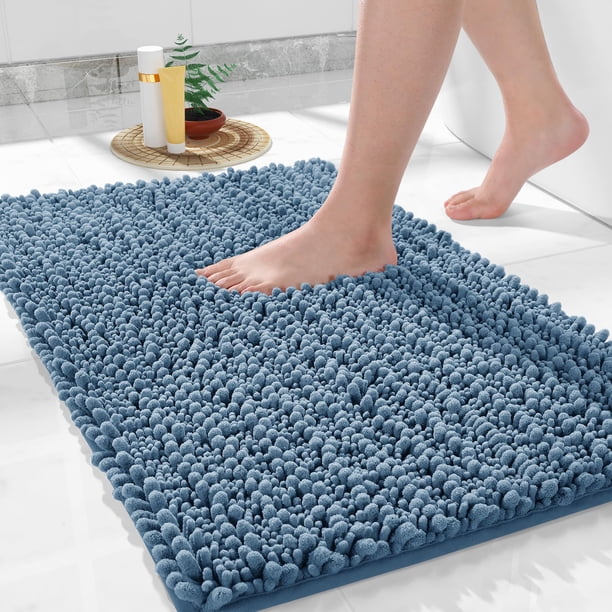 Alfombra de baño Yimobra Soft Shaggy Chenille, 80 x 50 cm, azul vaquero