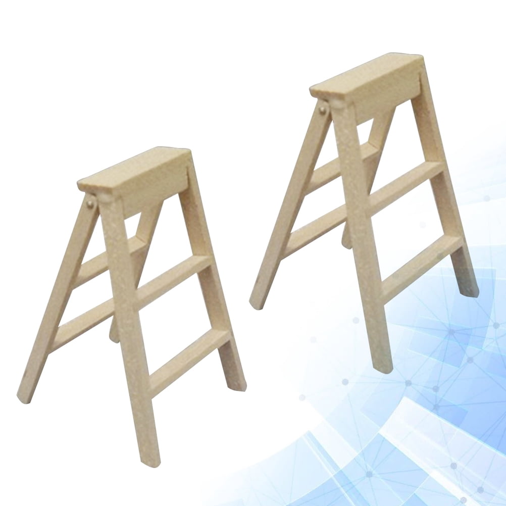 BEADCEST Mini Foldable Ladder for Kids Playing with Beige Plastic Material Lightweight and Space Saving 2 Pieces