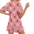 thumbnail image 3 of SEANATIVE Strawberry Pig Pajamas for Girls Pink Short Sleeve Daily Loungewear Set of 2 Cute Pajamas Top and Pants for Women Size S Comfortable Summer Sleepwear, 3 of 7